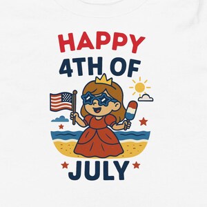 4th of July Girls Toddler Short Sleeve Tee - Fourth of July beach shirt