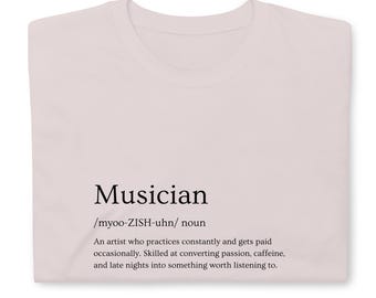 Definição de Músico, Camiseta de Algodão de Manga Curta com Estampa Divertida de Artista