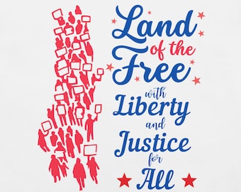 Camiseta unissex de 4 de julho: Liberdade, Justiça, Terra dos Livres
