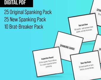 PAQUETE DIGITAL: 60 cartas de castigos con nalgadas, incluyendo Brat-Breaker, castigos con nalgadas originales y nuevos, y el juego de cartas Kinky Impact.