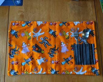 Kid Halloween Placemats, with utensil holder