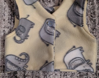 Handmade fleece toddler vest top: Elephant Pattern
