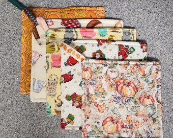 Potholders various themes, Santa, Baking, Orange and Green Cirlces, Cats, and Pumpkin Harvest