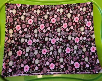 Pink and Brown Floral Corduroy Placemats, set of 4