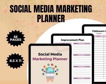 Social Media Marketing Planner | Marketing planner | Content planner | Business planner | Social media manager | Digital planner | Printable