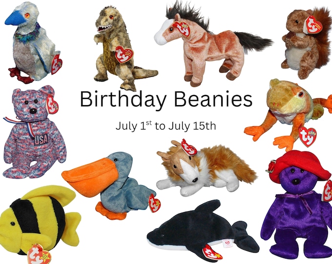 Ty Beanie Babies Birthday Bears Neck Ruffle Jan, Feb, March