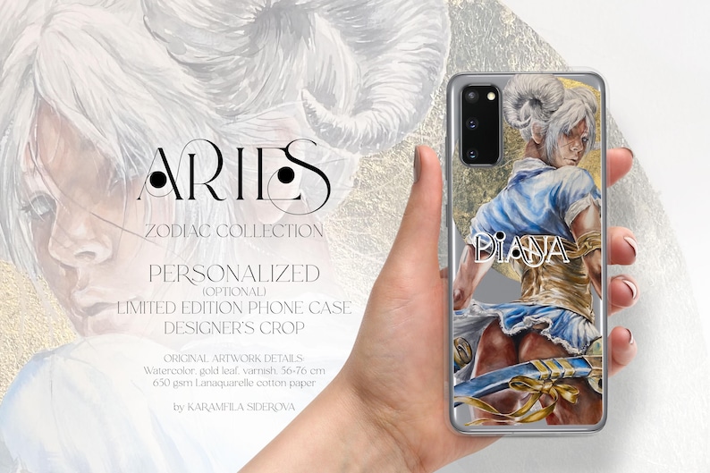 Personalised Woman Warrior Clear Case for Samsung® Zodiac Aries Gift for Her image 2