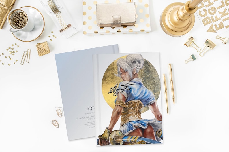 Gepersonaliseerd cadeau voor een vrouw met het sterrenbeeld Ram: een op maat gemaakt notitieboek met harde kaft. afbeelding 4
