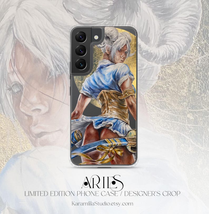 Personalised Woman Warrior Clear Case for Samsung® Zodiac Aries Gift for Her image 1