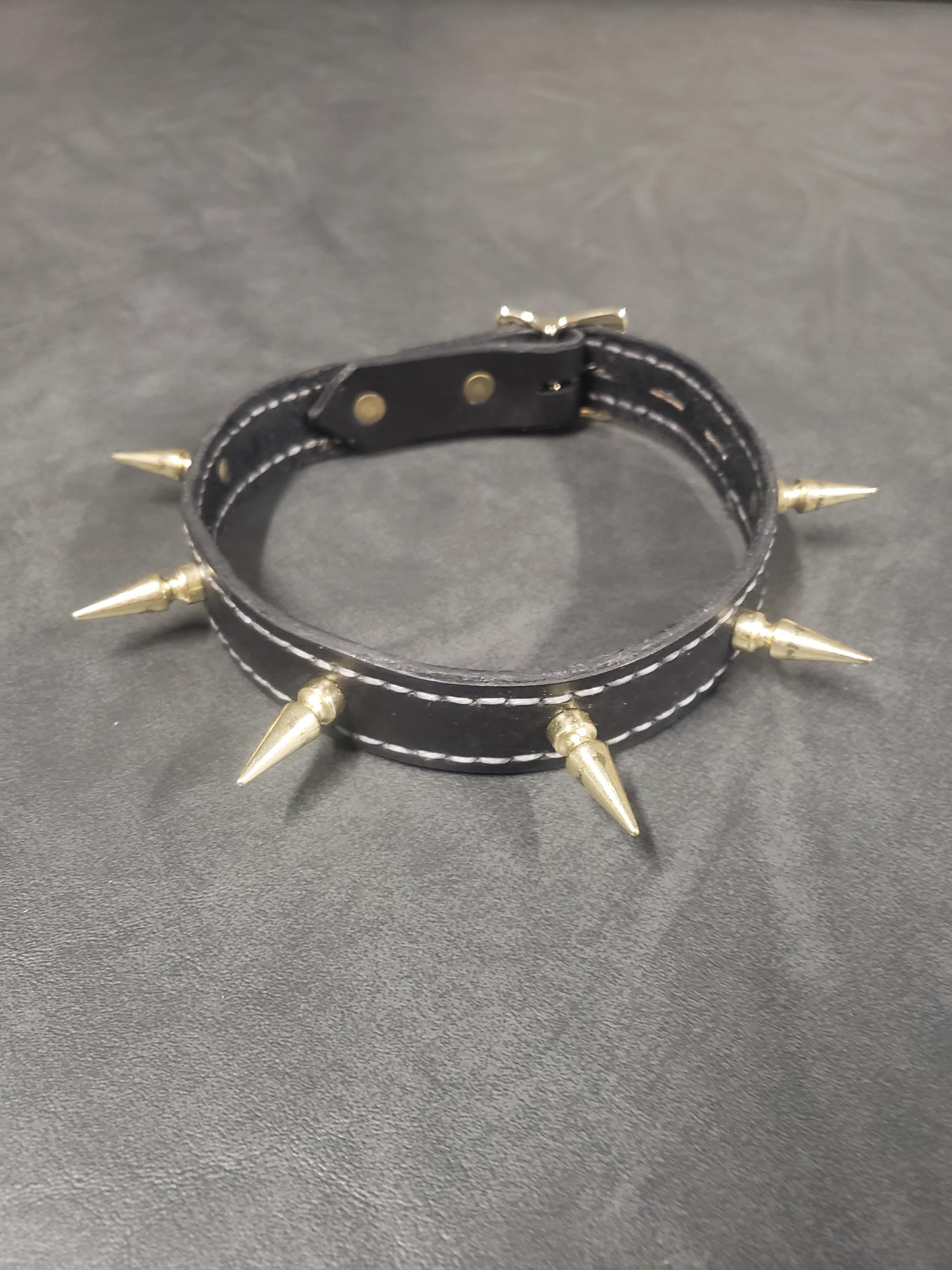 Locking Leather Collar – Customizable Colors & Options, Secure Locking Buckle, Spikes, Lining, Padding, Custom Stamping; Spiked Dog Collar