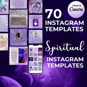 Spiritual Instagram Post Templates, Mystical Instagram Templates, Purple Spiritual Social Media Templates, Spiritual Business Canva Template