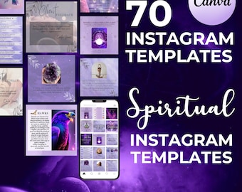 Spiritual Instagram Post Templates, Mystical Instagram Templates, Purple Spiritual Social Media Templates, Spiritual Business Canva Template