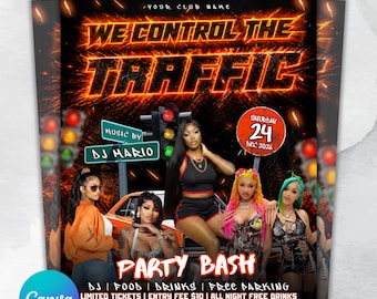 Trendiger Verkehrs Party Flyer Vorlage für Erwachsene DJ Nightclub Events - Hot Girls Party Vibes