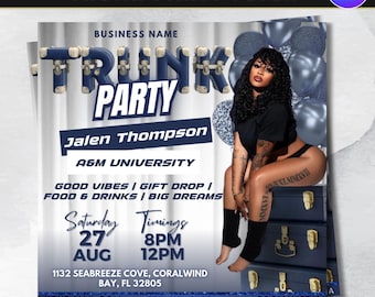 Trunk Party Flyer, Graduation Party Invitation, College Send Off Invitation, Social Media Flyer, Editable Canva Template, Instant Download