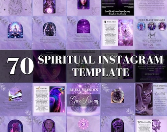 Spiritual Instagram Post Templates, Mystical Instagram Templates, Purple Spiritual Social Media Templates, Spiritual Business Canva Template