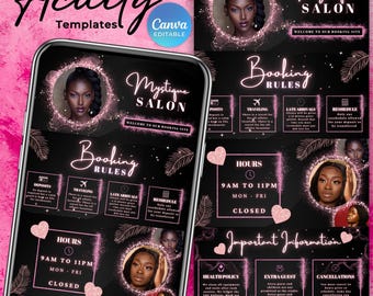 Black and Pink Acuity Scheduling Template for Hair Stylists, Lash Techs and MUAs, Hairstylist Scheduling Website, DIY Booking Site Canva