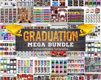 Pacchetto completo di modelli Canva per la laurea, Pacchetto per la festa di laurea della classe del 2026, Laurea, Decorazioni, Giornale, Stola, Rivista, Ventaglio, Striscione, Disegni per magliette
