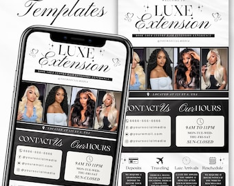 Schwarz-weiße Acuity Scheduling Vorlage für Hair Stylists, Lash Techs und MUAs, Hairstylist Scheduling Website, DIY Booksite Canva