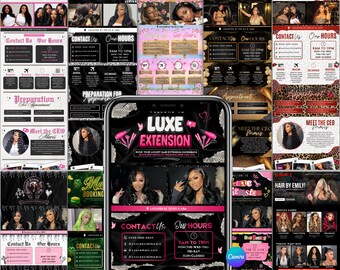 Pacchetto di modelli di pianificazione Acuity per parrucchieri, tecnici delle ciglia e truccatori, sito web per la pianificazione degli appuntamenti dei parrucchieri, sito di prenotazione fai-da-te su Canva