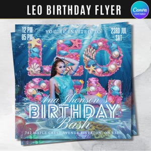 Leo Season Party Flyer, Birthday Szn Flyer, Leo Invitation Flyer, Leo Birthday Event, Social Media Flyer, Premade Flyer Template