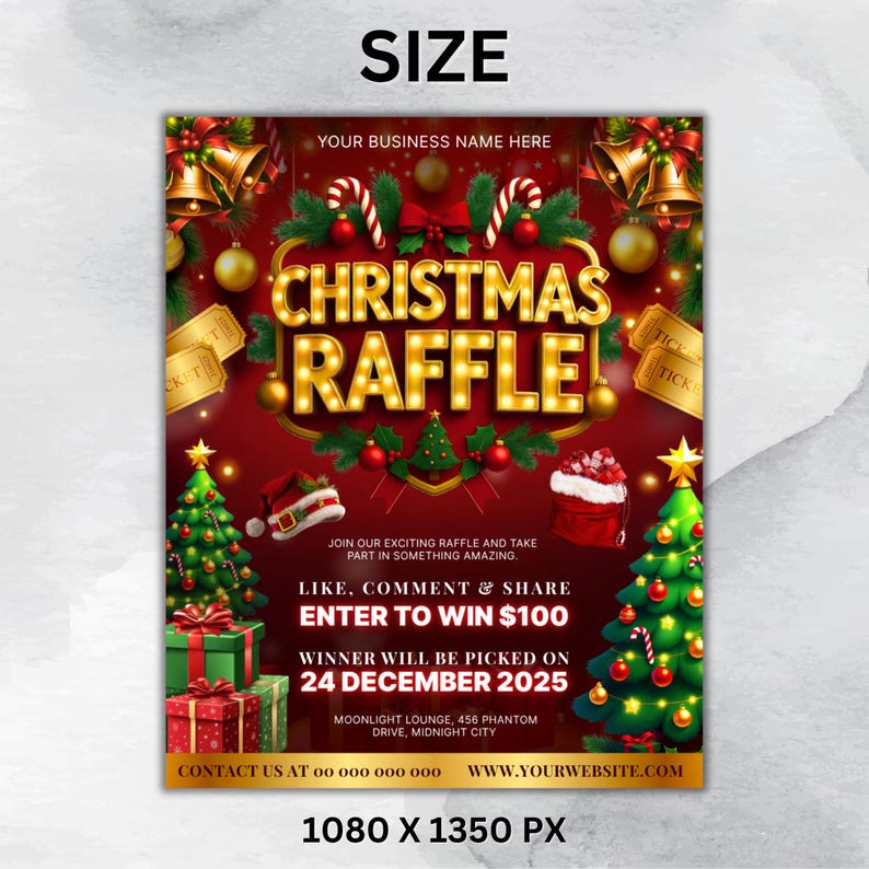 Christmas Raffle Flyer, Christmas Flyer, DIY Flyer Design Template ...