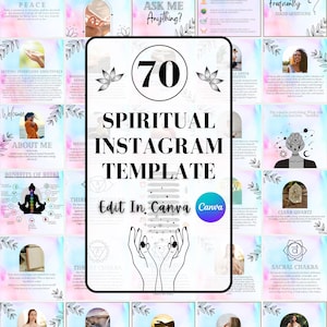 Spiritual Instagram Post Templates, Mystical Instagram Templates, White Spiritual Social Media Templates, Spiritual Business Canva Template