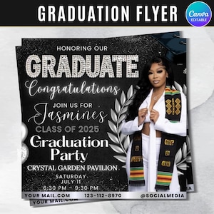 Graduate Flyer, Graduation Party, Graduation Invitation, Grad She Did It Party, Class Of 2025 Flyer, Grad Announcement Flyer, Canva Template
