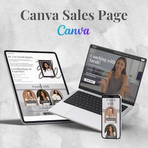 Canva Sales Page Template, Course Creator Funnel Template, Canva Website Template, Coaching Sales Page, Sales Funnel, Course Landing Page