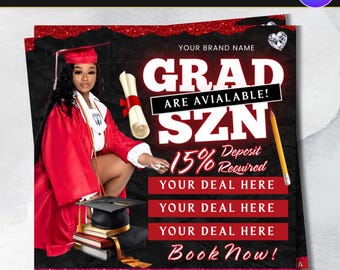 Graduation Booking Flyer, Graduation Special Flyer, Graduation Deals, Grad Books Open, Graduation Nail booking flyer, Hair, Lash Tech Flyer