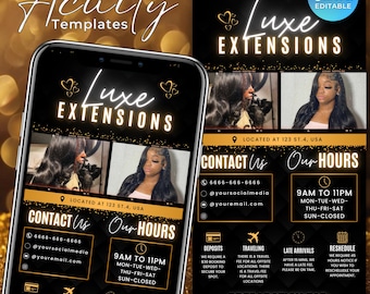 Black and Gold Acuity Scheduling Template for Hair Stylists, Lash Techs and MUAs, Hairstylist Scheduling Website, DIY Booking Site Canva