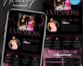 Black and Pink Acuity Scheduling Template for Hair Stylists, Lash Techs and MUAs, Hairstylist Scheduling Website, DIY Booking Site Canva