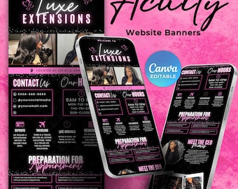 Black and Pink Acuity Scheduling Template for Hair Stylists, Lash Techs and MUAs, Hairstylist Scheduling Website, DIY Booking Site Canva