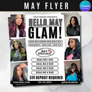May Bookings Open Flyer | Appointments Available| Salon Book Now Hair Lashes MUA | Social Media Template | Editable Canva Template
