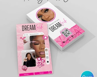 Business Card Template, Business Card Template Design, Hair Stylist Business card , Lash, Nail Tech, Braids, Wigs Card, Canva Template