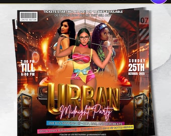Urban Club Party Flyer, Adult DJ Nightclub Party Flyer, Mega DJ Music Event Flyer, HotGirls Canva Editable Friday Urban Party Flyer Template