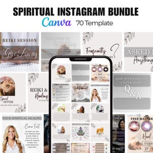 Spiritual Instagram Post Templates, Mystical Instagram Templates, White Spiritual Social Media Templates, Spiritual Business Canva Template