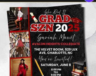 Graduate Flyer, Graduation Party, Graduation Invitation, Grad She Did It Party, Class Of 2025 Flyer, Grad Announcement Flyer, Canva Template