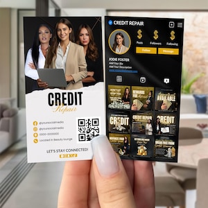 Tarjeta de presentación de Instagram para reparación de crédito. Marketing de reparación de crédito, Tarjeta de servicios financieros profesionales, Tarjeta de reparación de crédito imprimible, Canva