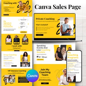 Canva Sales Page Template, Course Creator Funnel Template, Canva Website Template, Coaching Sales Page, Sales Funnel, Course Landing Page