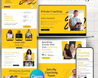 Canva Sales Page Template, Course Creator Funnel Template, Canva Website Template, Coaching Sales Page, Sales Funnel, Course Landing Page