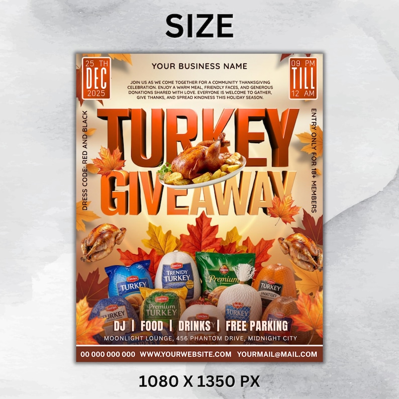 Turkey Raffle Template Turkey Giveaway Flyer, Church Turkey Giveaway Flyer, Thanksgiving ...