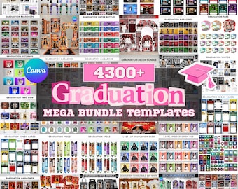 Oltre 4300 modelli per la festa di laurea, pacchetto per la festa di laurea della classe del 2026, laurea, decorazioni, giornali, stole, riviste, ventagli, striscioni, design per magliette