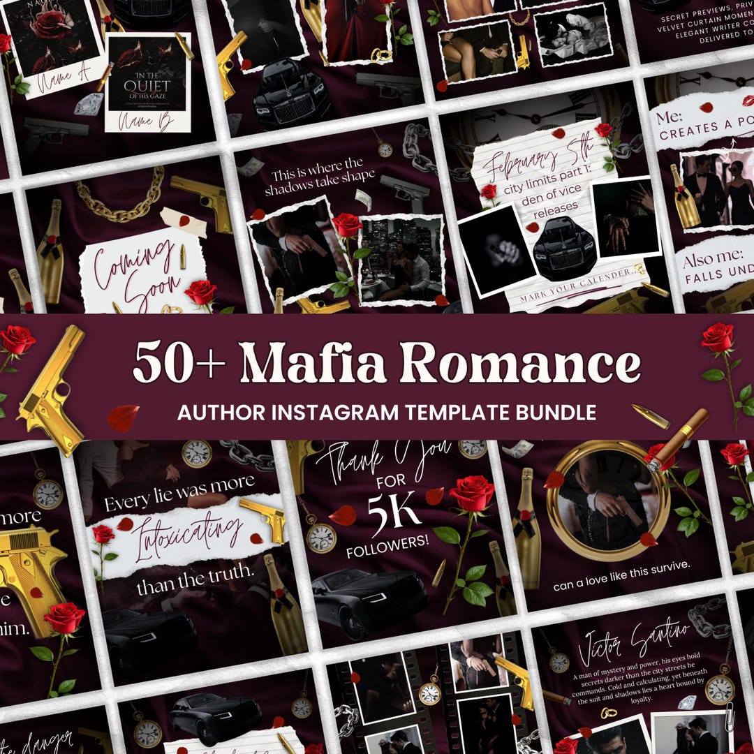 Mafia Romance Author Instagram Template Bundle, Book Marketing Canva ...