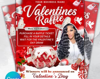 Raffle Flyer for Valentines Day, DIY Flyer Template Design, February ...