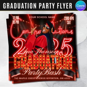 Graduate Flyer, Graduation Party, Graduation Invitation, Grad She Did It Party, Class Of 2025 Flyer, Grad Announcement Flyer, Canva Template