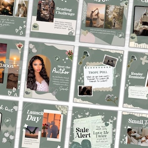 Romance Author Bookstagram Template Bundle, Book Marketing Canva Templates, Author Engagement Social Media Marketing, Romance Author Post image 2