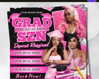 Graduation Booking Flyer, Graduation Special Flyer, Graduation Deals, Grad Books Open, Graduation Nail booking flyer, Hair, Lash Tech Flyer