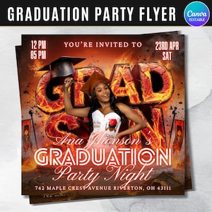 Graduate Flyer, Graduation Party, Graduation Invitation, Grad She Did It Party, Class Of 2025 Flyer, Grad Announcement Flyer, Canva Template