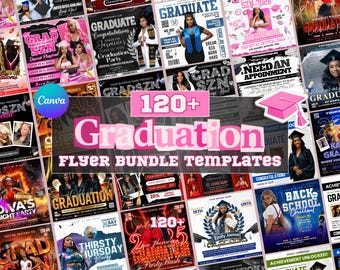 Pacchetto completo di volantini per la laurea, invito alla laurea, volantino per la celebrazione della classe del 2026, volantino per la prenotazione della laurea, volantino per la laurea dell'ultimo anno in formato Canva