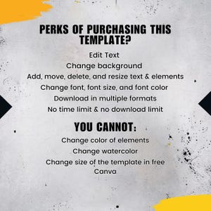 Puede incluir: Gr&aacute;fico basado en texto con el t&iacute;tulo "&iquest;VENTAJAS DE COMPRAR ESTA PLANTILLA?" y una lista de caracter&iacute;sticas, incluyendo la edici&oacute;n de texto, el cambio de fondo y la descarga en m&uacute;ltiples formatos. El gr&aacute;fico tambi&eacute;n enumera lo que no se puede hacer.